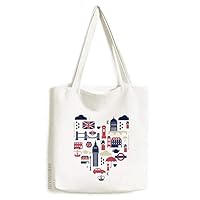Heart London Bridge UK Big Ben Tote Canvas Bag Shopping Satchel Casual Handbag
