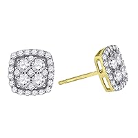 Diamond2Deal 10k Gold Two-Tone CZ Square 8mm Push Back Studs for Men