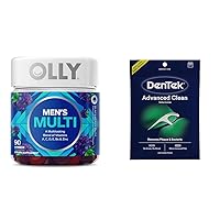 OLLY Men's Multivitamin Gummy Overall Health Immune Support Chewable Vitamin BlackBerry 45 Day Supply 90 Count Bundle with DenTek Triple Clean Advanced Clean Mint Flavored Floss Picks 150 Count