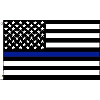 AES Thin Blue Line Flag 2x3 Ft Police Department Courage Cops USA Blue Lives Matter House Banner Double Stitched Fade Resistant Premium Quality