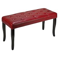 Cortesi Home Mozart Bench Ottoman with Tufted Top, Red