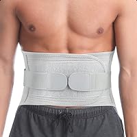 Lower Back Support Brace for Men Women Breathable and Adjustable Back Support Belt for Lumbar Strain,Relieve Sciatica,Herniated Disc,Scoliosis Back Pain (Gray, Small)