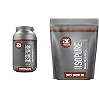 Isopure Dutch Chocolate Whey Isolate Protein Powder, 41 & 14 Servings, 3 & 1 Pound