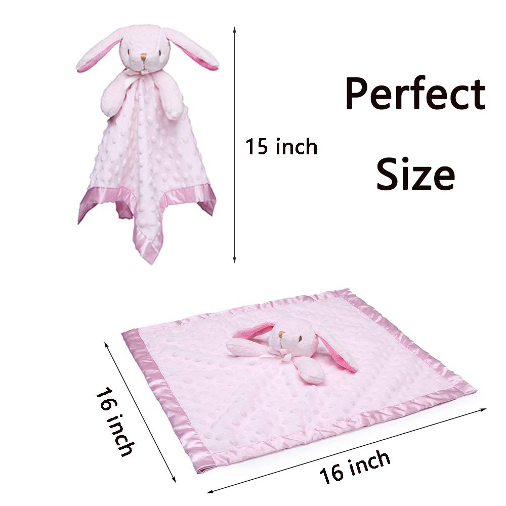 Pro Goleem Loveys for Babies Bunny Security Blanket Girl Newborn Soft Pink Lovie Baby Girl Gifts for Infant and Toddler
