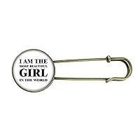 I Am The Most Beautiful Girl Retro Metal Brooch Pin Clip Jewelry