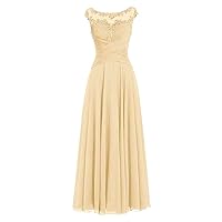 Women's Lace Mother of The Bride Dress Beaded Chiffon Formal Evening Gowns