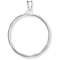 Sterling Silver 39.4 X 3.1mm 1 Oz. Silver Town Plain Coin Bezel Pendant Necklace Chain Included