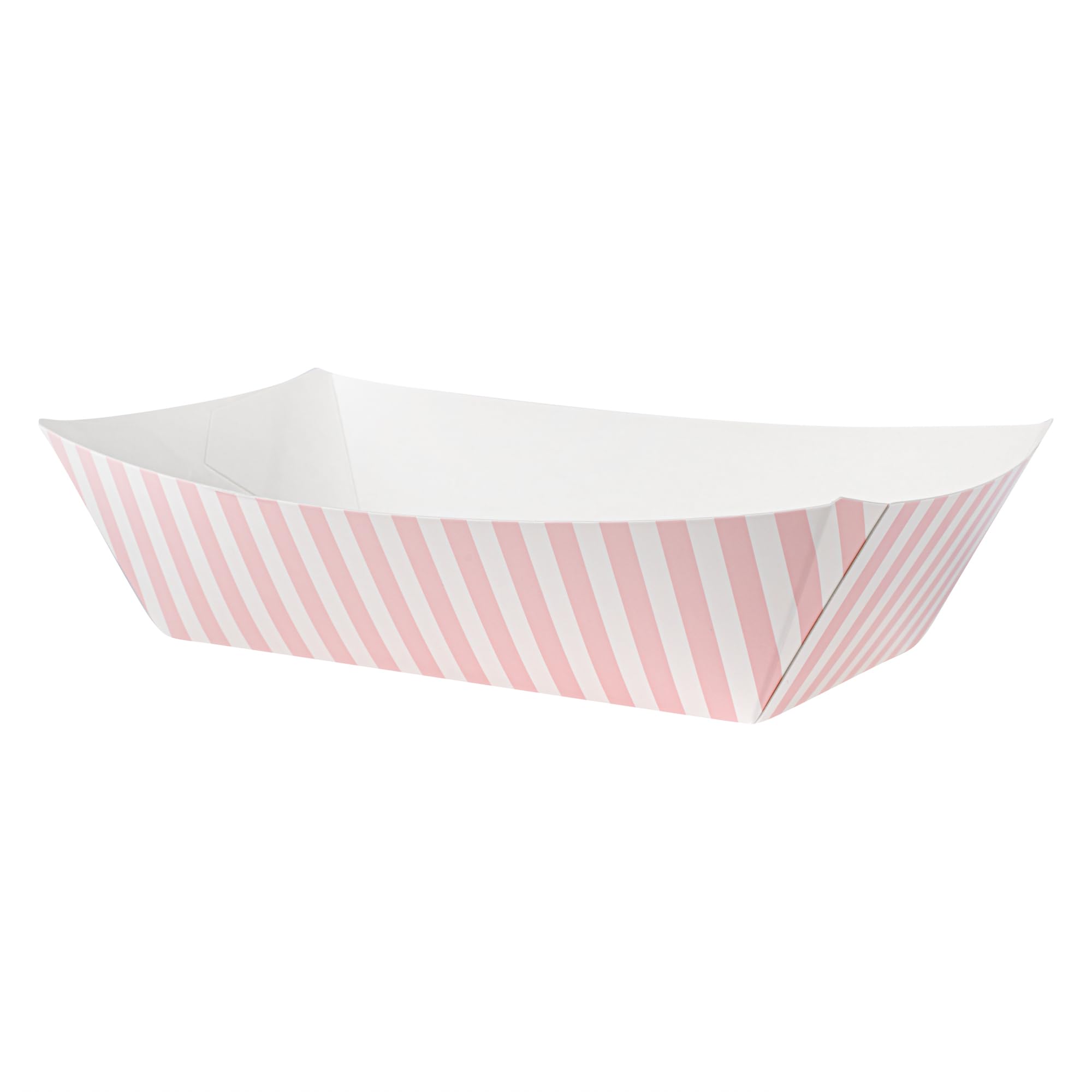 Bio Tek 2 Pound Food Boats, 200 Disposable Paper Food Trays - Heavy-Duty, Greaseproof, Pink And White Paper Boats, For Snacks, Appetizers, Or Treats, Use At Parties Or Carnivals - Restaurantware