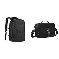MOSISO Vintage Canvas Padded Camera Purse&Camera Backpack, DSLR/SLR/Mirrorless Photography Camera Bag 15-16 inch Waterproof Hardshell Case with Tripod Holder&Laptop Compartment, Black