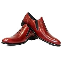 Modello Rabetto - Handmade Italian Mens Color Red Moccasins Loafers - Cowhide Smooth Leather - Slip-On