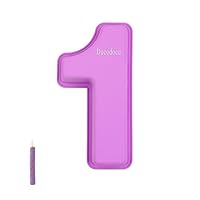 Large Silicone Number Cake Mould 3D Novelty Cake Pan DIY Baking Mold for Birthday Anniversary Number of 1 Purple