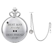 SIBOSUN Best Man for Wedding or Proposal - Engraved Best Men Pocket Watch Pocket Watch Albert Chain T Bar & Lobster Clasps Watch Chain Vest Chain