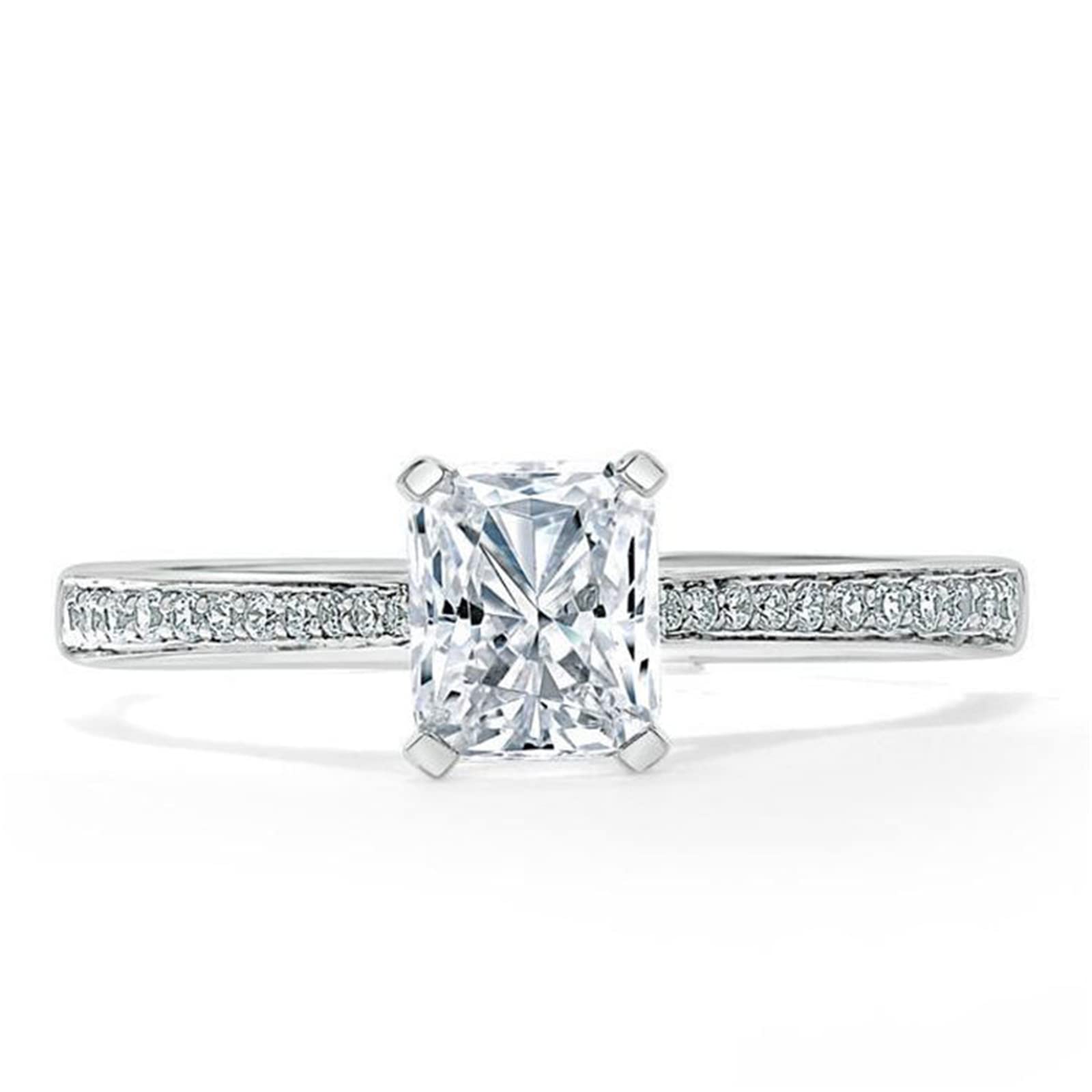 WSX 10/14/18K Gold 1ct Prinecss Engagement Ring for Women Name Custom Moissanite Wedding Promise Statement Ring for Her