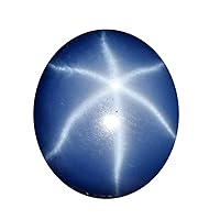 Lab Created Synthetic Star Sapphire 7-8 Carat Oval Cabochon Blue Star Sapphire, 6 Rays Blue Sapphire Loose Gemstone