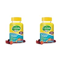 Culturelle Kids Multivitamin + Probiotic for Kids (Ages 2+) - 60 Count, Peach-Orange & Mixed Berry Flavor - Digestive Health & Immune Support Gummies with Lutein to Support Eye Health (Pack of 2)