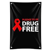 Red Ribbon Drug Free Pledge Home Business Office Sign