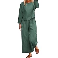 XJYIOEWT Maxi Dresses for Women 2024 Long Sleeve Plus Size, Women Suit Fashion Comfortable Short Sleeve and Long Pants
