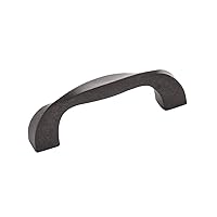 1 Pack Solid Core Kitchen Cabinet Pulls, Luxury Cabinet Handles, Hardware for Doors & Dresser Drawers, 3 Inch Hole Center, Black Iron, Twist Collection