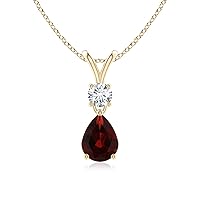 6X4MM Pear Garnet Gemstone 925 Sterling Silver Teardrop Pendant Necklace Jewelry