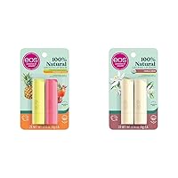 100% Natural Lip Balm - Strawberry Peach and Pineapple Passionfruit, Dermatologist Recommended & 100% Natural & Organic Lip Balm Sticks- Vanilla Bean, All-Day Moisture
