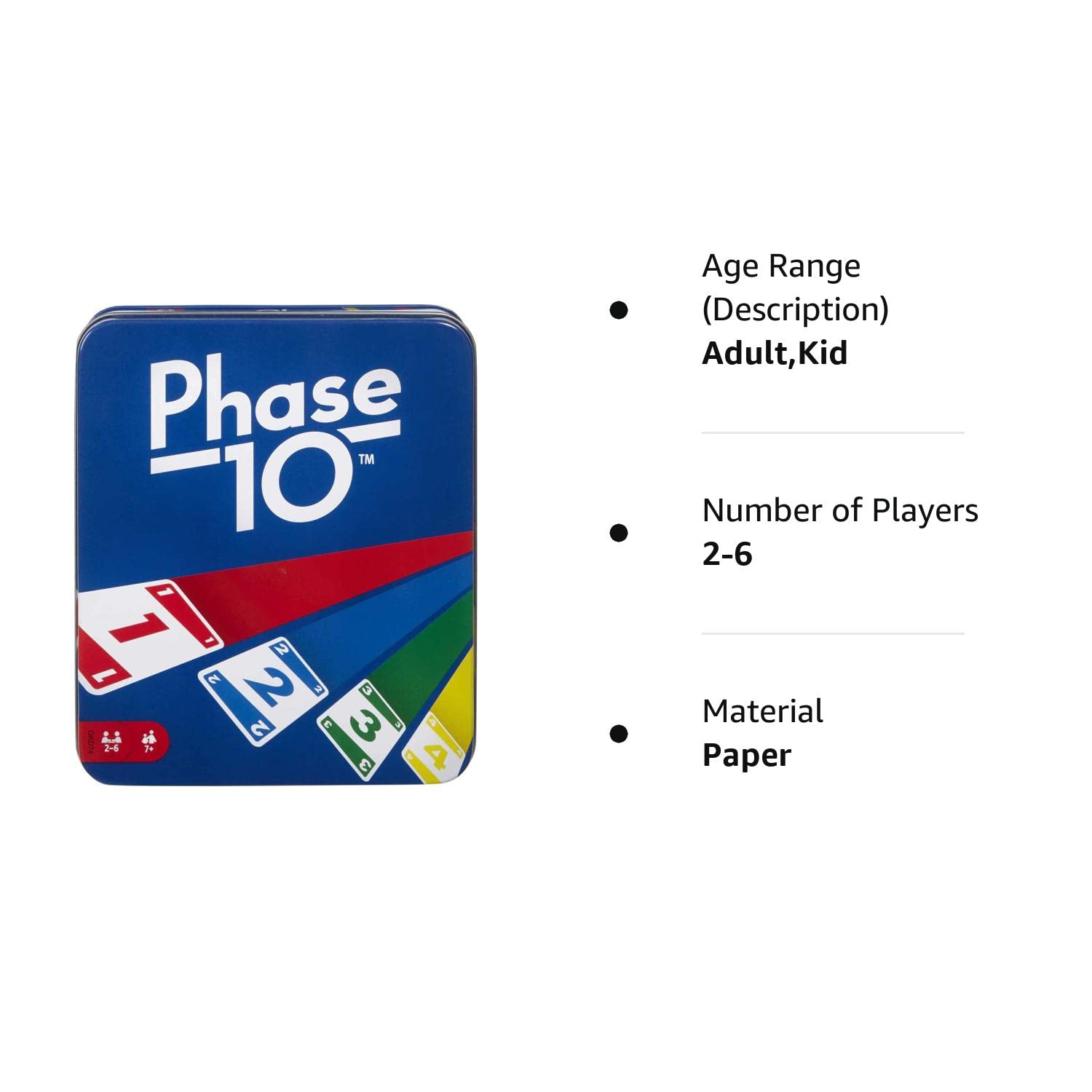 Mattel Games Phase 10 Card Game for Families, Adults and Kids, Challenging & Exciting Rummy-Style Play in a Storage Tin (Amazon Exclusive)