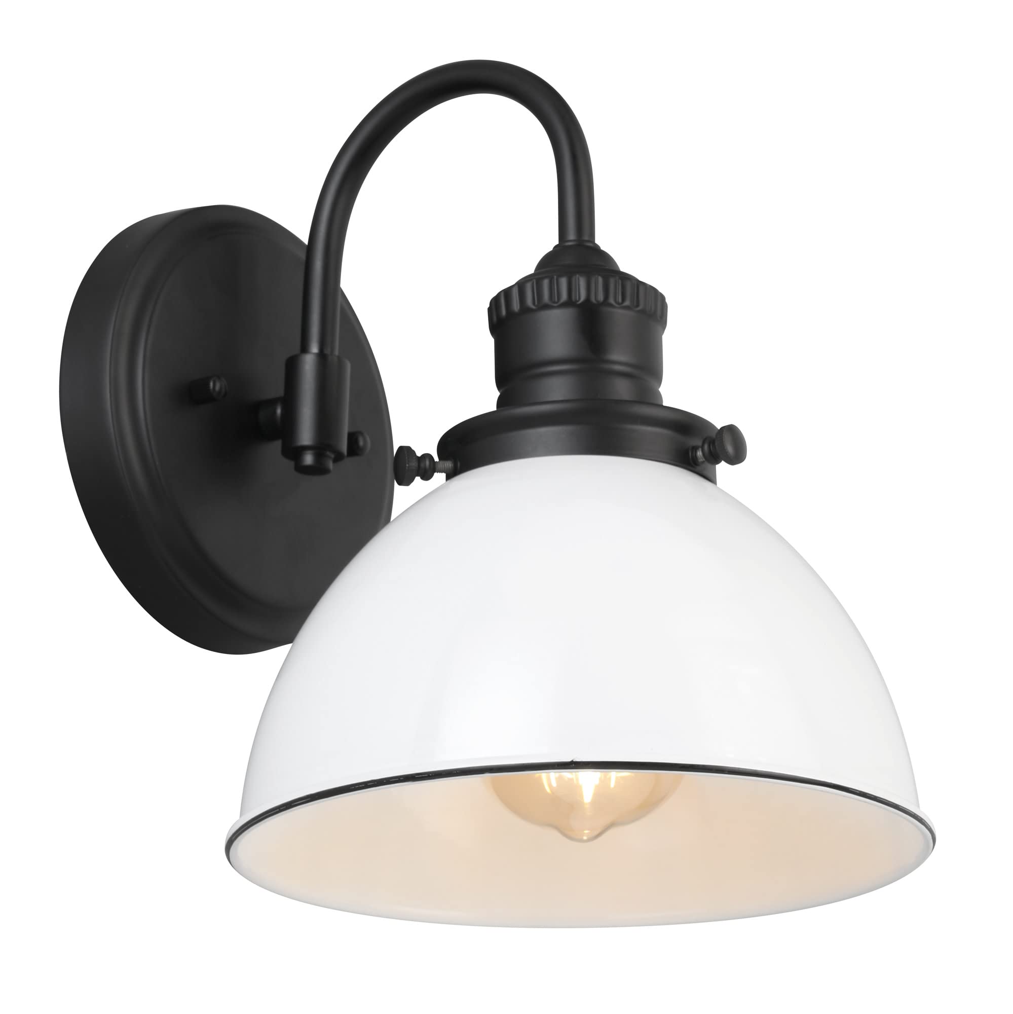 Design House 588293 Savannah Farmhouse 1-Light Indoor Dimmable Wall Light White Metal Shade for Hallway Foyer Kitchen, Matte Black