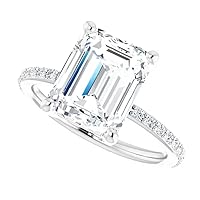JEWELERYIUM 3 CT Emerald Cut Colorless Moissanite Engagement Ring, Wedding/Bridal Ring Set, Solitaire Halo Style, Solid Sterling Silver Vintage Antique Anniversary Bridal Rings Gift for Her