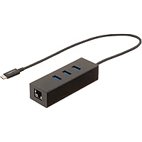 Amazon Basics USB 3.1 Type-C to 3 Port USB Hub with Ethernet Adapter - Black, 5-Pack