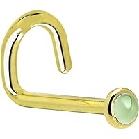 Body Candy Solid 14k Yellow Gold 2mm Genuine Peridot Left Nose Stud Screw 18 Gauge 1/4
