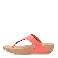FitFlop Women's Lulu Leather Toepost Wedge Sandal, Rosy Coral, 8