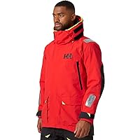 Helly Hansen Skagen Waterproof Jackets for Men Featuring Windproof Sailing Fabric and Packable Neon Yellow Hood, ALERT RED - Medium