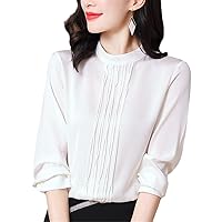 Woman Blouses Spring Summer Shirts for Women Long Sleeve Solid Tops Women's Real Silk Blouse Female Shirt Loose
