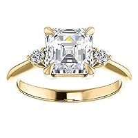1 CT Asscher Cut Moissanite Wedding Ring Three Stone Bridal Ring for Her Promise Gifts for Her