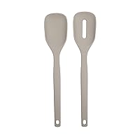 Tovolo Elements All Silicone Mixing and Slotted Spoon for Meal Prep, Baking, Food Mixing and More,Warm Gray