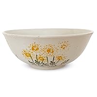 J-kitchens Kiln Ramen Donburi Bowl, 27.5 fl oz (775 cc), Hasami Yaki, Made in Japan, Wild Flowers, Yellow