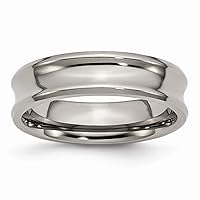Titanium Concave Polished Band Ring Jewelry Gifts for Women in Titanium Variety of Ring Sizes and 6mm 8mm