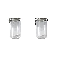 2 set 1500ML Plastic Round Clip Top Storage Container Jar With Seal Lid for Kitchen