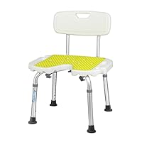Shower Chair for Elderly U-Shaped Cutout, Height-Adjustable Shower Aid Seniors and Disabled, Portable Shower Bath Seat with Arms and Back, Non-Slip Safety Load Weight 150Kg,White a