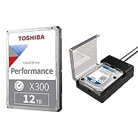 Toshiba X300 12TB Performance & Gaming 3.5-Inch Internal Hard Drive - CMR SATA 6 GB/s 7200 RPM & SABRENT USB 3.0 to SATA External Hard Drive Lay-Flat Docking Station for 2.5 or 3.5in HDD, SSD