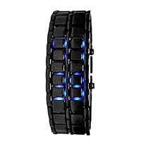 Unisex Square LED Digital Watch Electronic for Men Women Student Blue Light Silicone Bracelet Watches Black