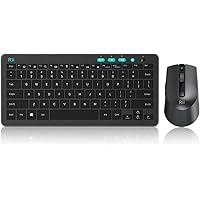 RKM709 2.4 Gigahertz Ultra-Slim Wireless Keyboard and Mouse Combo, Multimedia Office Keyboard for PC, Laptop and Desktop,Business Office(Black)-New