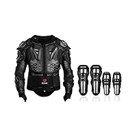 Gute Motorcycle Body Armor for Men, MTB Racing Dirt Bike Motorcycle Protective Gear, Spine Chest Protector with Back Protection, Motorcycle Stainless Steel Elbow and Knee Guard 1 Pair