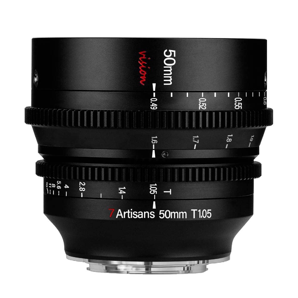 7artisans 25mm/35mm/50mm T1.05 Large Aperture Cine Lens Wide-Angle Manual Focus Low Distortion Mini Cinema Lens (50mm T1.05, for Leica/Sigma/Panasonic L)