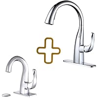 WOWOW Single Handle Bathroom Faucet 1 Hole High Arc and Kitchen Faucet with Sprayer, Pull Down Kitchen Faucet with Dual Function Sprayer