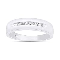 AFFY 1/10 Carat Round Cut White Natural Diamond Men's Ring In 14K Gold Over Sterling Silver (Clarity : I2-I3, Color : J-K, 0.1 Cttw)