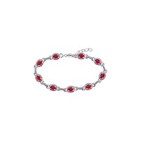 Stunning Ruby & Diamond Tennis Bracelet Set in Sterling Silver - Adjustable to fit 7