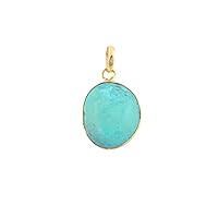 Guntaas Gems Turquoise Pendant Brass Gold Plated Blue Gemstone Pendant Necklace Handmade Turquoise Jewelry