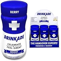 DrinkAde Boost (6 pack) Hydration Drink with Caffeine, Electrolytes, Vitamin B, Milk Thistle for Energy, Only 5 calories, No Sugar, Vegan, Non-GMO