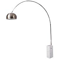 LeisureMod Floor Lamp in White and Stainless Steel Finish