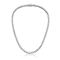 JEWELERYOCITY 3 MM Round Colorless Diamond Moissanite Necklace Women, Wedding Tennis Necklace Eternity, Adjustable, Silver, Gold, Bridal, Anniversary, Engagements, Gifts Her, Charm Necklace